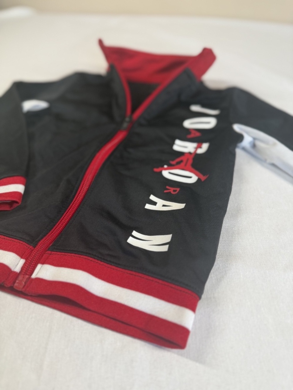 Jordan Boy's Zip Up Track Jacket Size 3T - Black/Red